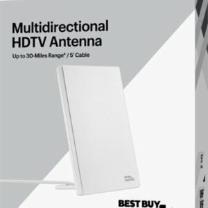 Best Buy essentials™ - Multidirectional Indoor HDTV Antenna - 30 Mile Range - Off-white