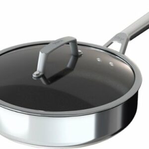 Ninja - Foodi NeverStick Stainless 3-Quart Sauté Pan with Glass Lid - Stainless Steel