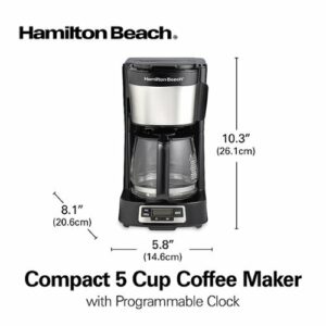 Hamilton Beach - Compact 5-Cup Coffee Maker with Programmable Timer - BLACK