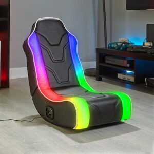 X Rocker - Chimera RGB 2.0 Bluetooth Floor Rocker Gaming Chair - Black/White w/SMD