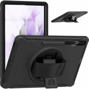 SaharaCase - PROTECTION Hand Strap Case for Samsung Galaxy Tab S7 FE and S8 Plus - Black