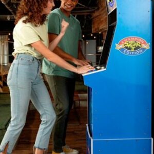 Arcade1Up - Street Fighter II Big Blue Arcade with Stool, Riser, Lit Deck & Lit Marquee