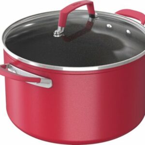 Ninja - Foodi NeverStick Vivid 8-Quart Stock Pot with Glass Lid - Crimson Red