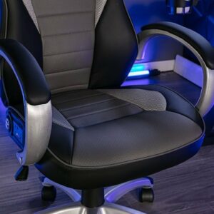 X Rocker - Rogue Sound Office Chair with Fixed Arms and 2.0 Bluetooth - Gray and Black