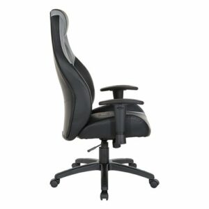 OSP Home Furnishings - Commander Gaming Chair in Black Faux Leather and Grey Accents - Gray