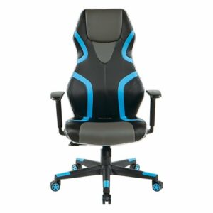 OSP Home Furnishings - Rogue Gaming Chair in Black Faux Leather with  Trim and Accents with Controllable RGB LED Light piping - Black / Blue