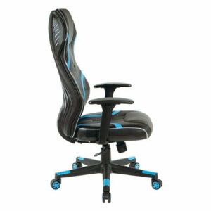 OSP Home Furnishings - Rogue Gaming Chair in Black Faux Leather with  Trim and Accents with Controllable RGB LED Light piping - Black / Blue