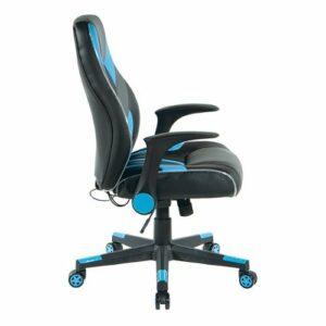 OSP Home Furnishings - Output Gaming Chair in Black Faux Leather  with Controllable RGB LED Light piping. - Black / Blue