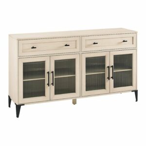 Walker Edison - 58" Contemporary Fluted Glass Door Sideboard - Birch