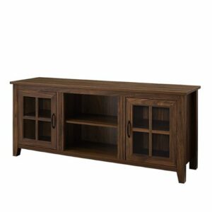 Walker Edison - 58” Farmhouse 2 Door TV Stand for TVs up to 65” - Dark brown