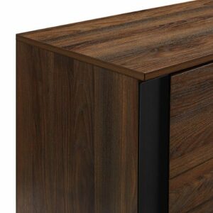 Walker Edison - 60” Contemporary 2 Door Glass Shelf Sideboard - Dark walnut