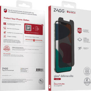 ZAGG - InvisibleShield Glass+ Defense Elite Privacy Max Impact & Privacy Filtering Screen Protector for Apple iPhone 13 Pro Max