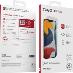 ZAGG - InvisibleShield Glass+ Defense Elite Maximum Edge-to-Edge Impact & Scratch Screen Protector for Apple iPhone 13/13 Pro