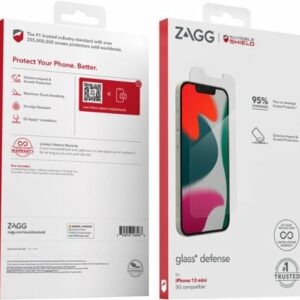 ZAGG - InvisibleShield Glass+ Defense Screen Protector for Apple iPhone 13 mini