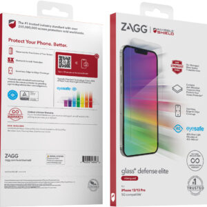 ZAGG - InvisibleShield Glass+ Defense Elite VisionGuard Blue Light Filtering Screen Protector for Apple iPhone 13/13 Pro