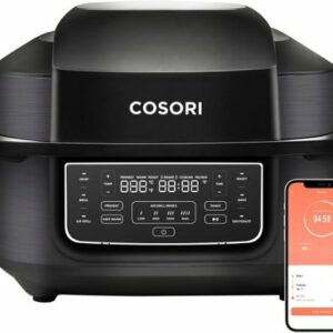 Cosori - Aeroblaze Smart Indoor 8-in-1 Grill with 6-qt Air Grill, Crisp, Dehydrate, Broil, Roast, Bake - Black