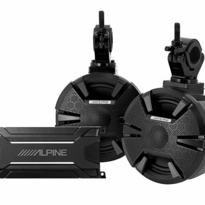 Alpine - 6-1/2” 2-Way Weather-Resistant Coaxial Speaker Pods (Pair) with 4-channel Amplifier - Black