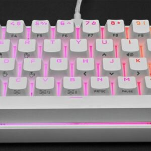 CORSAIR - K65 RGB Mini Wired 60% Mechanical Cherry MX SPEED Linear Switch Gaming Keyboard with PBT Double-Shot Keycaps - White