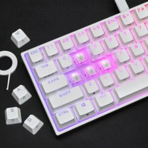 CORSAIR - K65 RGB Mini Wired 60% Mechanical Cherry MX SPEED Linear Switch Gaming Keyboard with PBT Double-Shot Keycaps - White