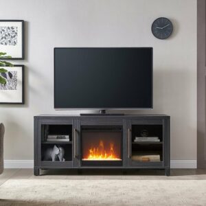 Camden&Wells - Foster Crystal Fireplace TV Stand for TVs Up to 65" - Charcoal Gray