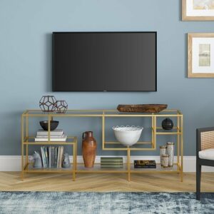 Camden&Wells - Deveraux TV Stand for TVs Up to 65" - Brass/Glass