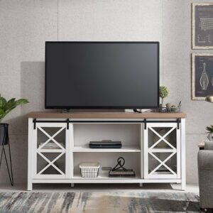 Camden&Wells - Clementine TV Stand for TVs up to 75" - White/Golden Oak