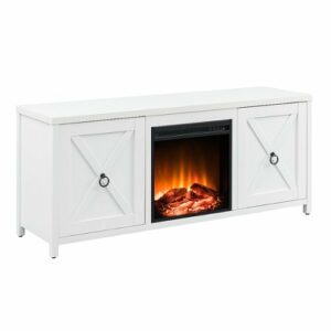 Camden&Wells - Granger Log Fireplace TV Stand for TVs Up to 65" - White