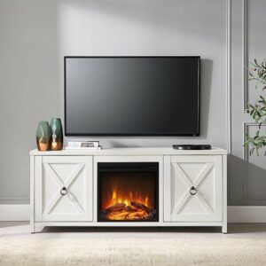 Camden&Wells - Granger Log Fireplace TV Stand for TVs Up to 65" - White