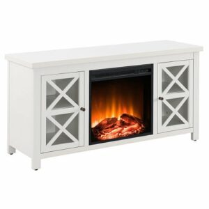 Camden&Wells - Colton Log Fireplace TV Stand for TVs Up to 55" - White