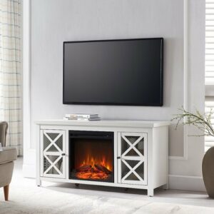 Camden&Wells - Colton Log Fireplace TV Stand for TVs Up to 55" - White