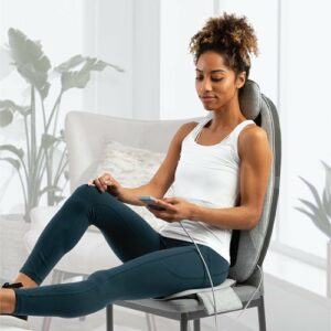 Sharper Image - Massager Seat Topper 4-Node Shiatsu with Heat and Vibration - Grey