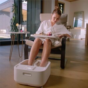 Sharper Image - Hydro Spa Plus Foot Bath Massager, Heated with Rollers and LCD Display - White