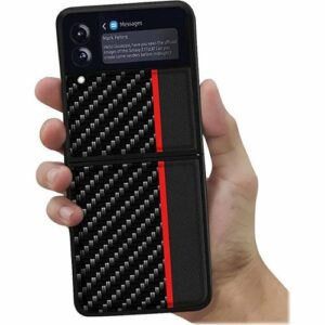 SaharaCase - Hard Shell Silicone Series Case for Samsung Galaxy Z Flip3 5G - Black/Carbon Fiber