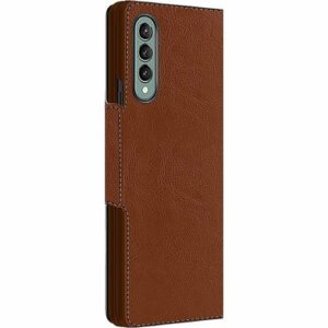 SaharaCase - Leather Folio Wallet Case for Samsung Galaxy Z Fold3 5G - Brown