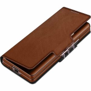 SaharaCase - Leather Folio Wallet Case for Samsung Galaxy Z Fold3 5G - Brown