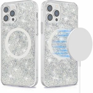 SaharaCase - Sparkle Case with MagSafe for Apple iPhone 13 Pro Max - Clear/Silver