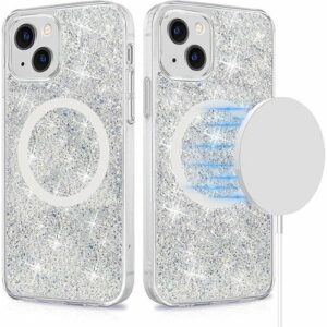 SaharaCase - Sparkle Case with MagSafe for Apple iPhone 13 - Clear/Silver