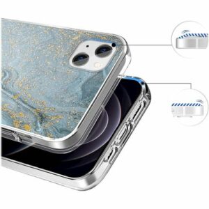 SaharaCase - Marble Series Case for Apple iPhone 13 mini - Blue/Gold