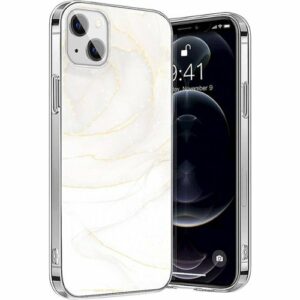 SaharaCase - Marble Series Case for Apple iPhone 13 - White/Gold