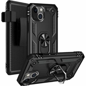 SaharaCase - Kickstand with Belt Clip Case for Apple iPhone 13 Mini - Black