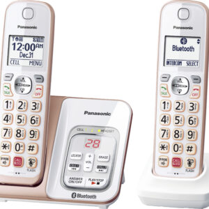 Panasonic - KX-TGD862G Link2Cell DECT 6.0 Expandable Cordless Phone System with Digital Answering System - White/Rose Gold