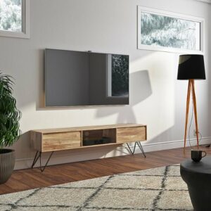 Simpli Home - Hunter Solid Mango Wood 68 inch Wide Industrial TV Media Stand For TVs up to 75 inches - Natural