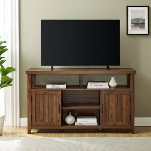 Walker Edison - Classic 2-Door Tall TV Stand for Most TVs up to 65” - Dark Walnut