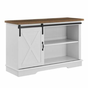 Walker Edison - Sliding Barn Door TV Stand for Most TVs up to 50" - Rustic Oak/Solid White