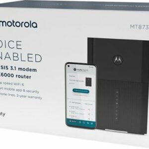 Motorola - MT8733 32x8 DOCSIS 3.1 Modem + AX6000 Router with Voice for Xfinity - Black