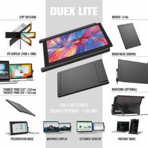 Mobile Pixels - DUEX Lite 12.5-Inch IPS LCD Slide-Out Display for Laptops - Gray