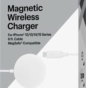 Best Buy essentials™ - Magnetic 7.5W Wireless Charger for iPhone 12, 13, 14, and 15 MagSafe Compatible Devices - White