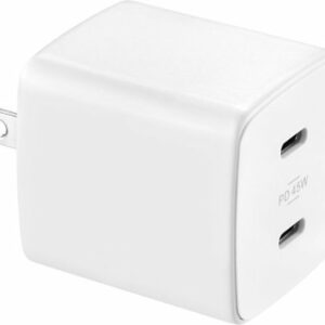 Insignia™ - 45W Dual USB-C Port Wall Charger for Samsung Smartphones, iPhone, Tablets, Chromebook and More - White