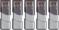 PNY - Turbo Attaché 3 32GB USB 3.0 Type A Flash Drive, 5-Pack - Silver