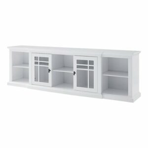 Walker Edison - Classic Glass-Door TV Stand for most TVs up to 88” - White